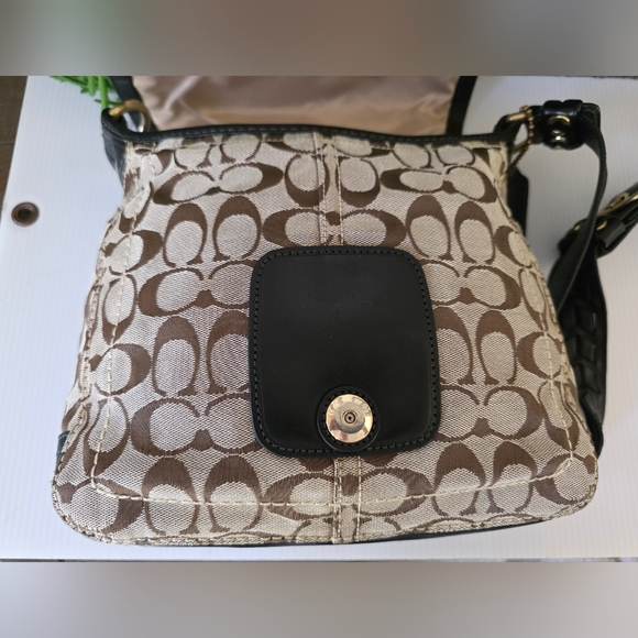 Y2K Coach Bleeker Signature Jacquard Crossbody Black Leather Guitar Strap - Picture 10 of 16